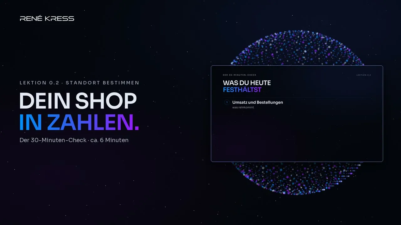 Titelbild der Lektion 0.2 der Shopify-Masterclass: Dein Shop in Zahlen