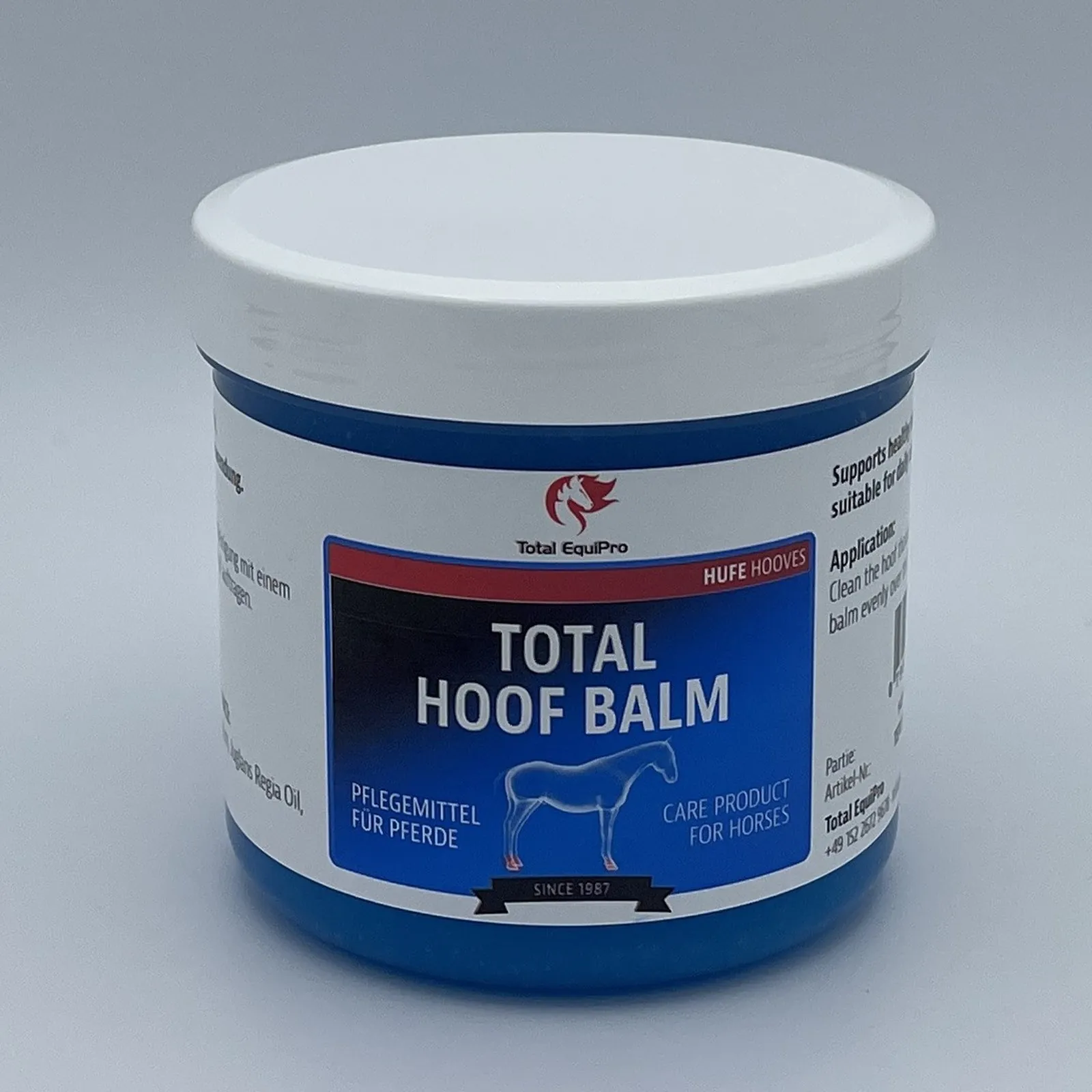 Hoof Balm vorher: Studiofoto der Dose